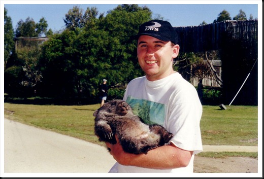 With Baby Wombat, Tasmania