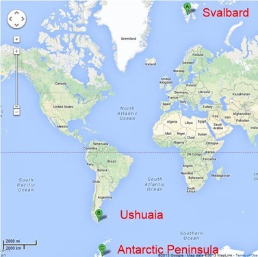 SvalbardUshuaia Map